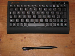 The keyboard and touchscreen stylus