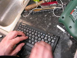 The bluetooth keyboard in use